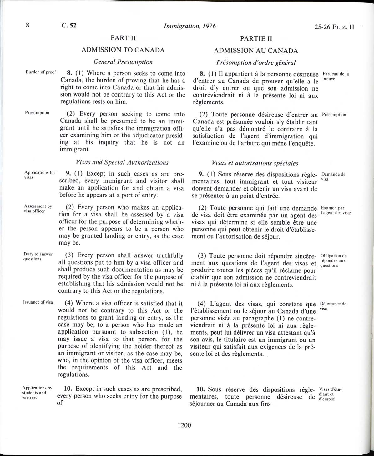 Page 1200 Immigration Act, 1976