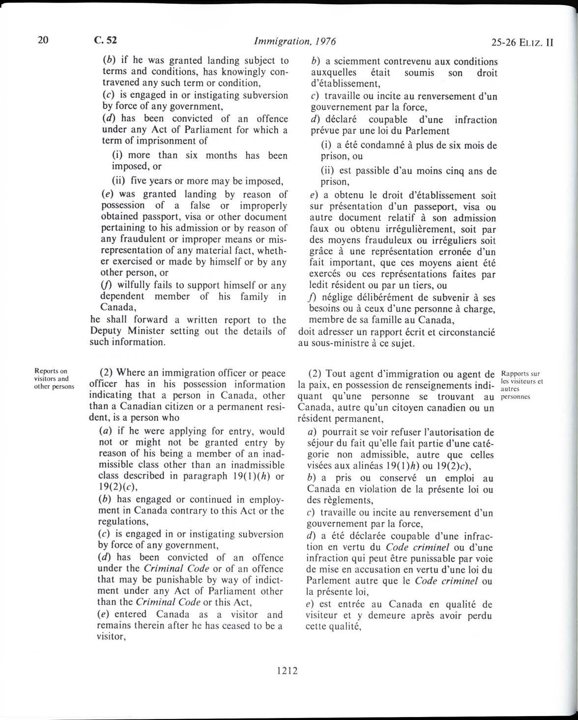 Page 1212 Immigration Act, 1976