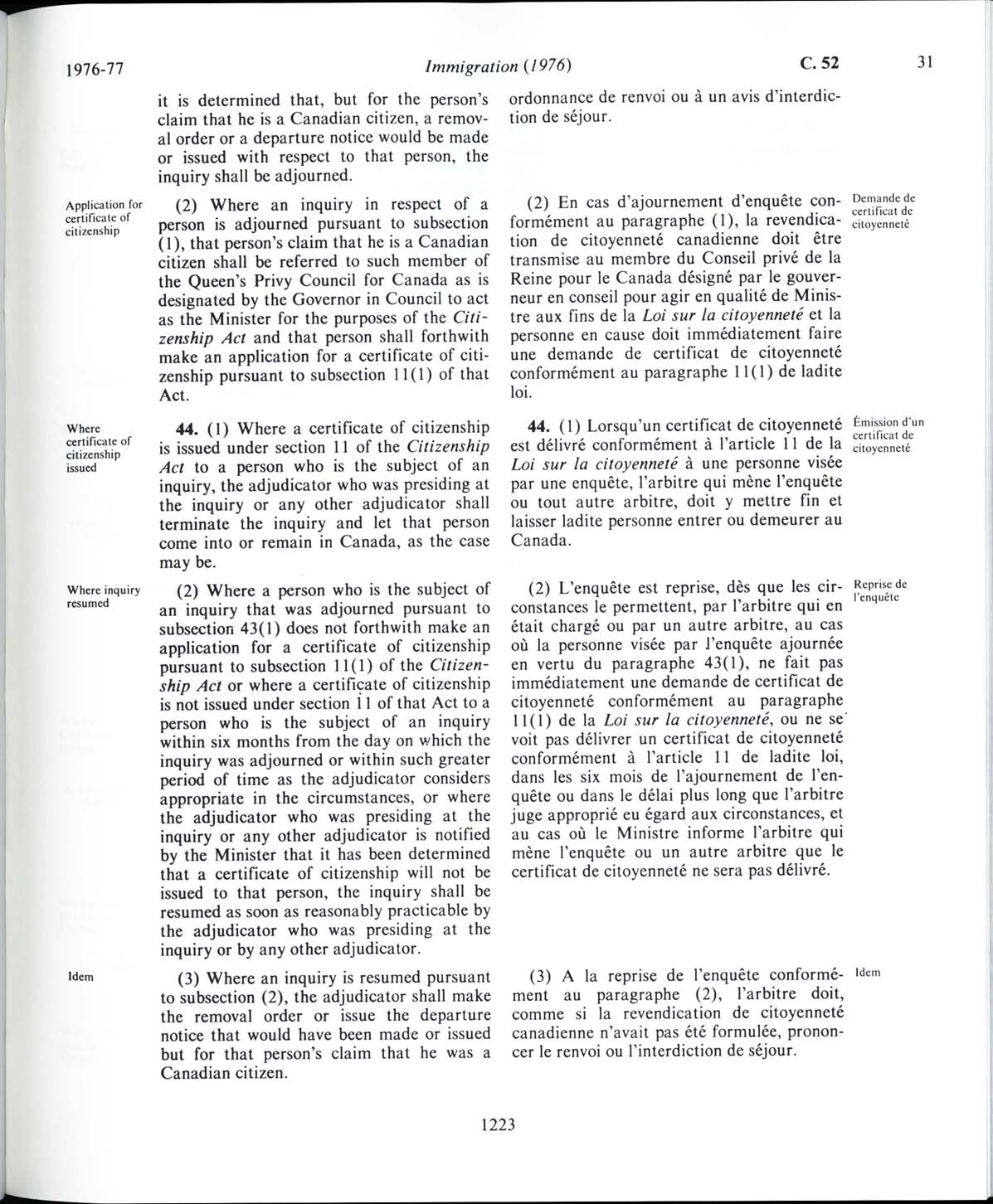 Page 1223 Immigration Act, 1976