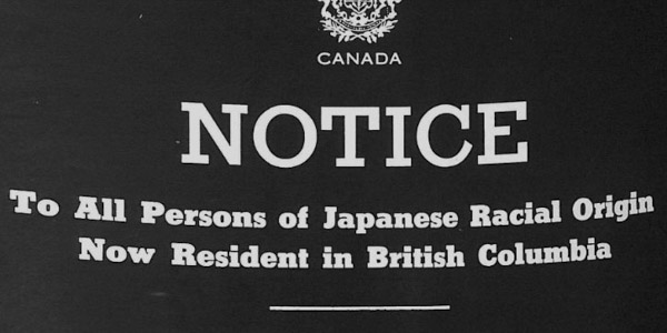 Scan of an old document from the Canadian Department of Labour with the heading Notice to all persons of Japanese racial origin now resident in British Columbia.