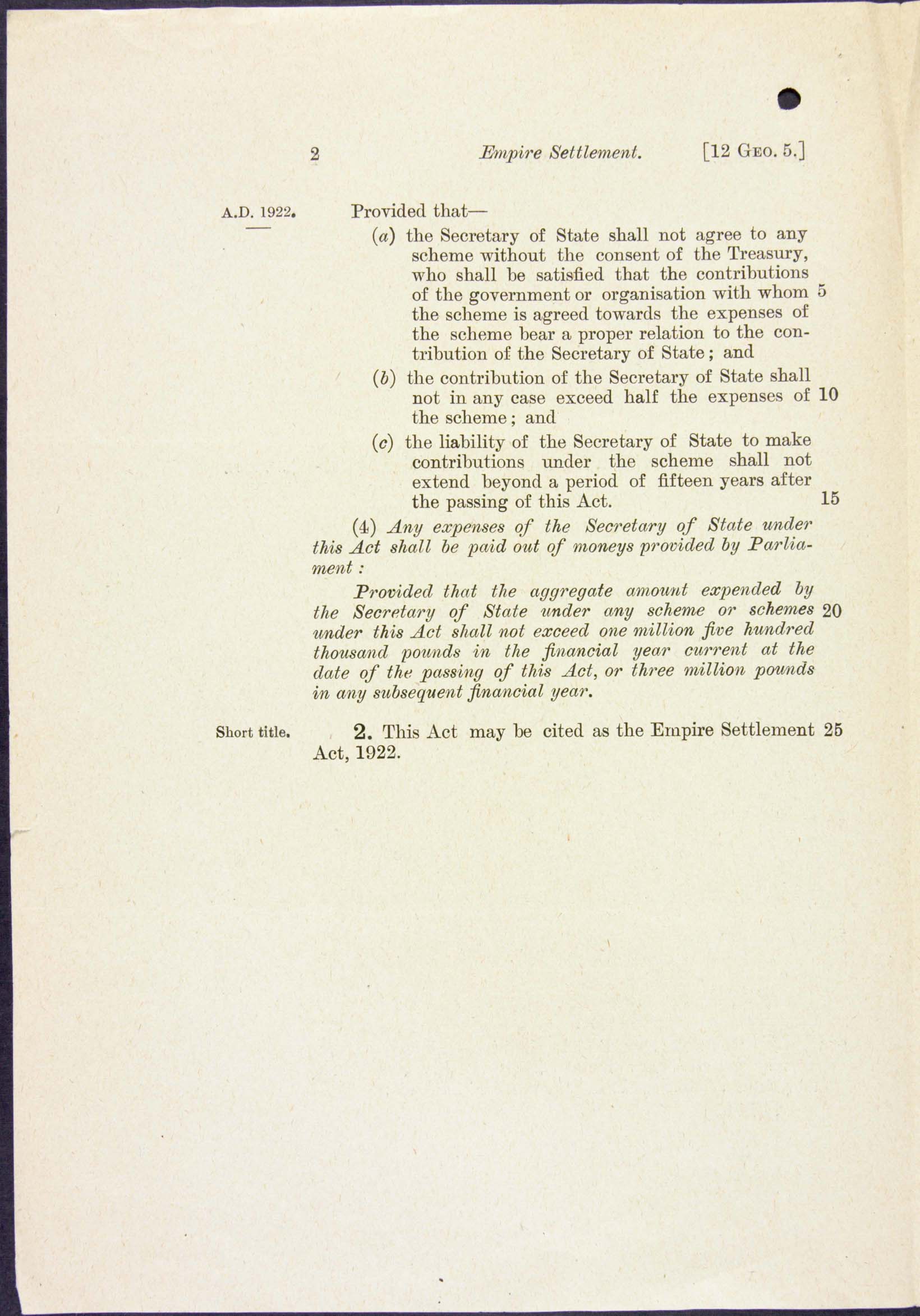 Page 2 Empire Settlement Act, 1922