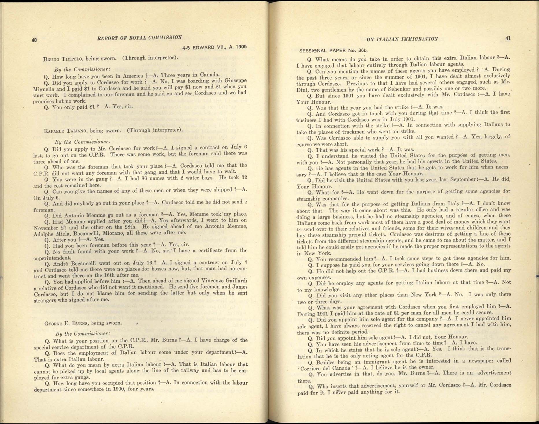 Page 40, 41 Royal Commission on Italian Immigration, 1904-1905