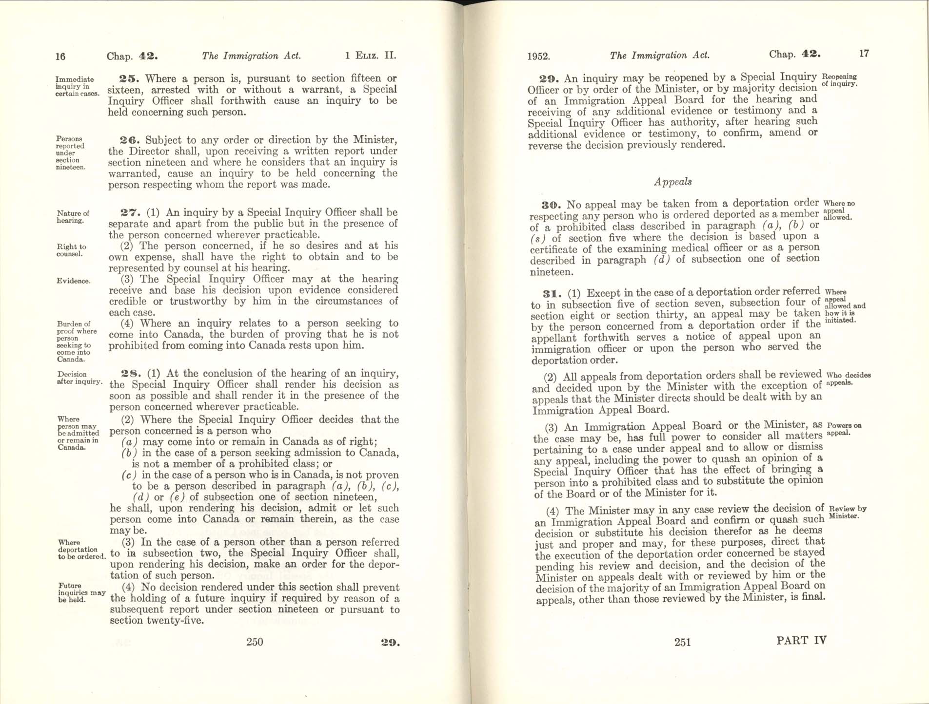 CHAP 42 Page 250, 251 Immigration Act, 1952