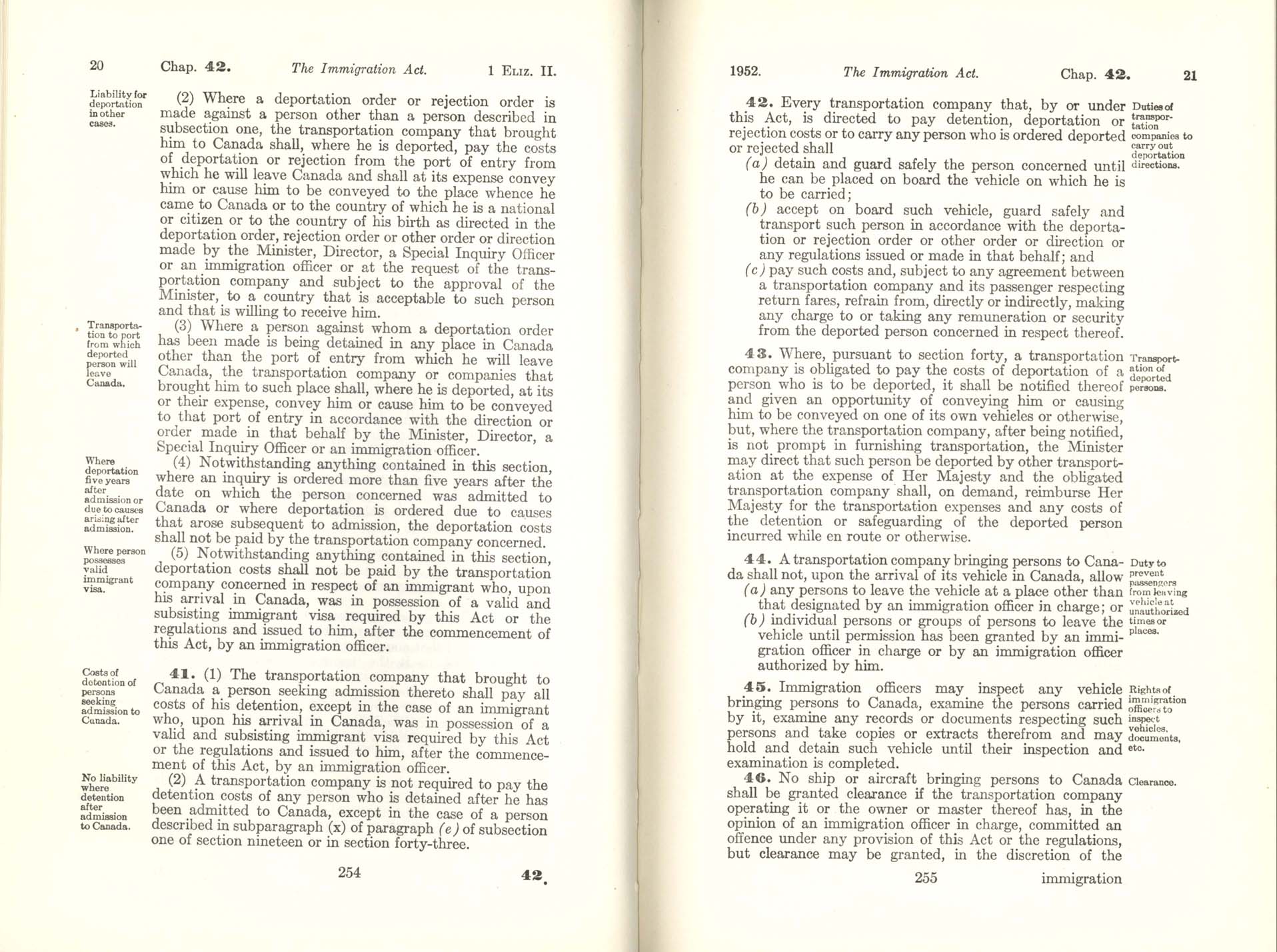 CHAP 42 Page 254, 255 Immigration Act, 1952
