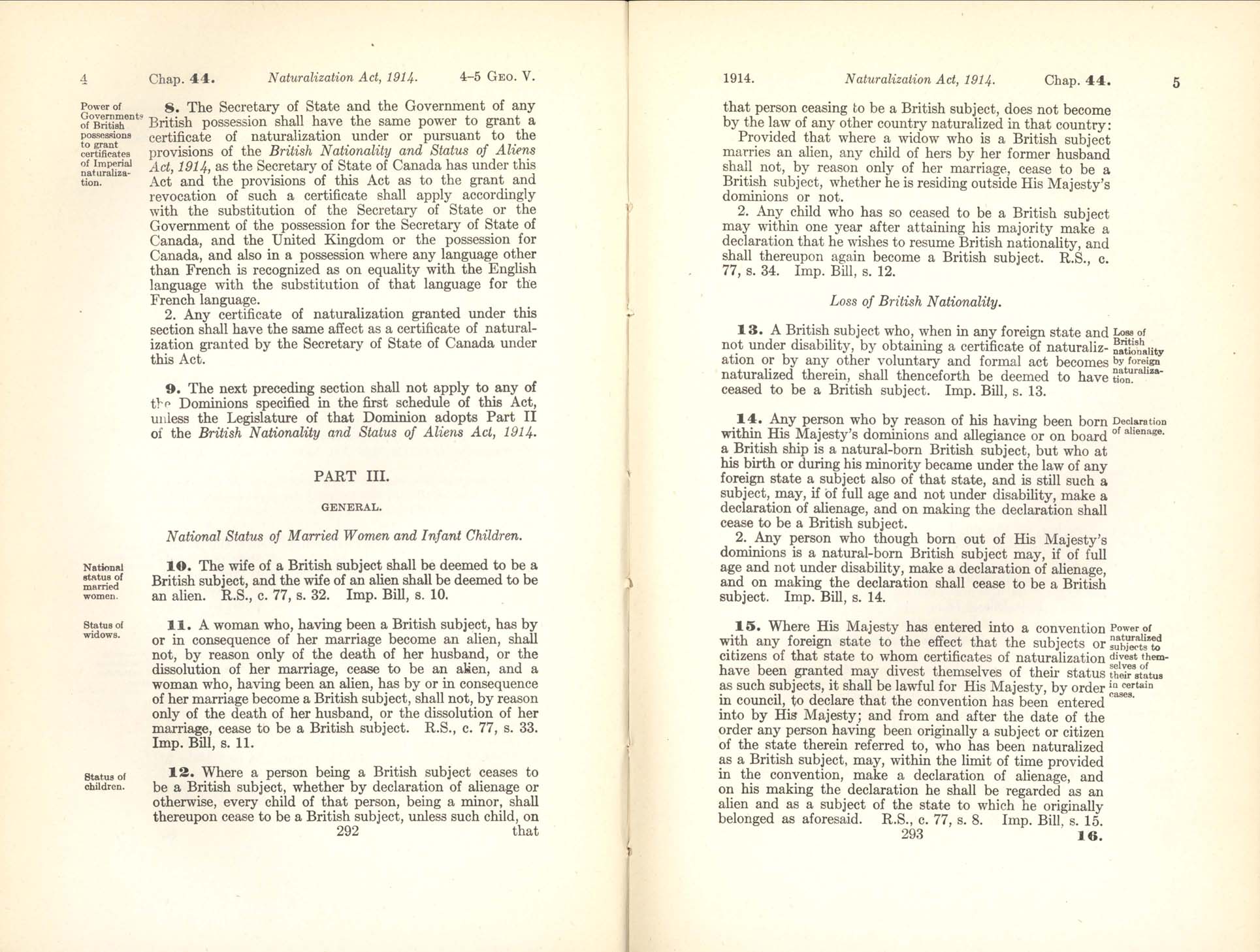 Page 292, 293 Naturalization Act, 1914