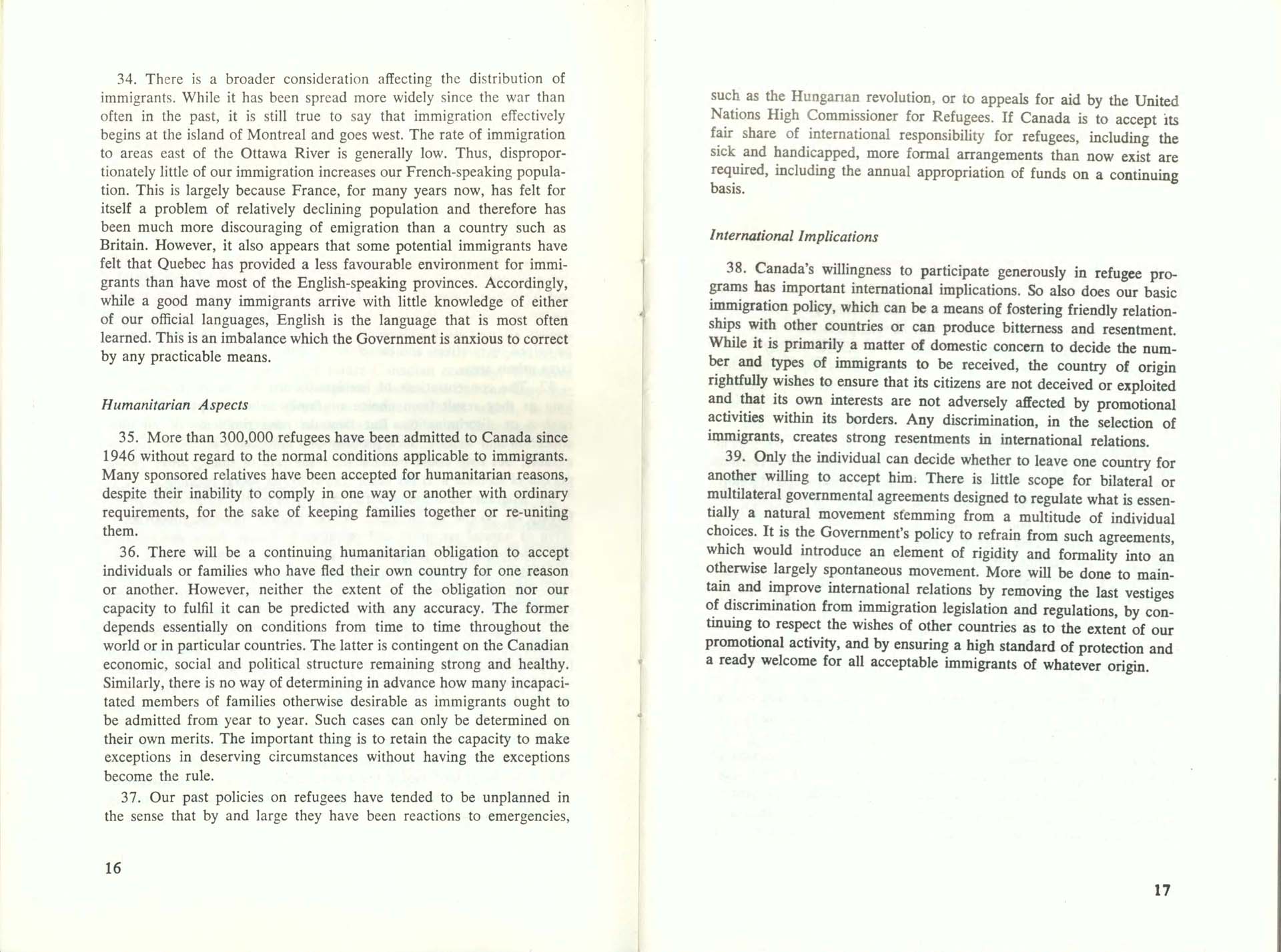 Page 16, 17 White Paper on Immigration, 1966