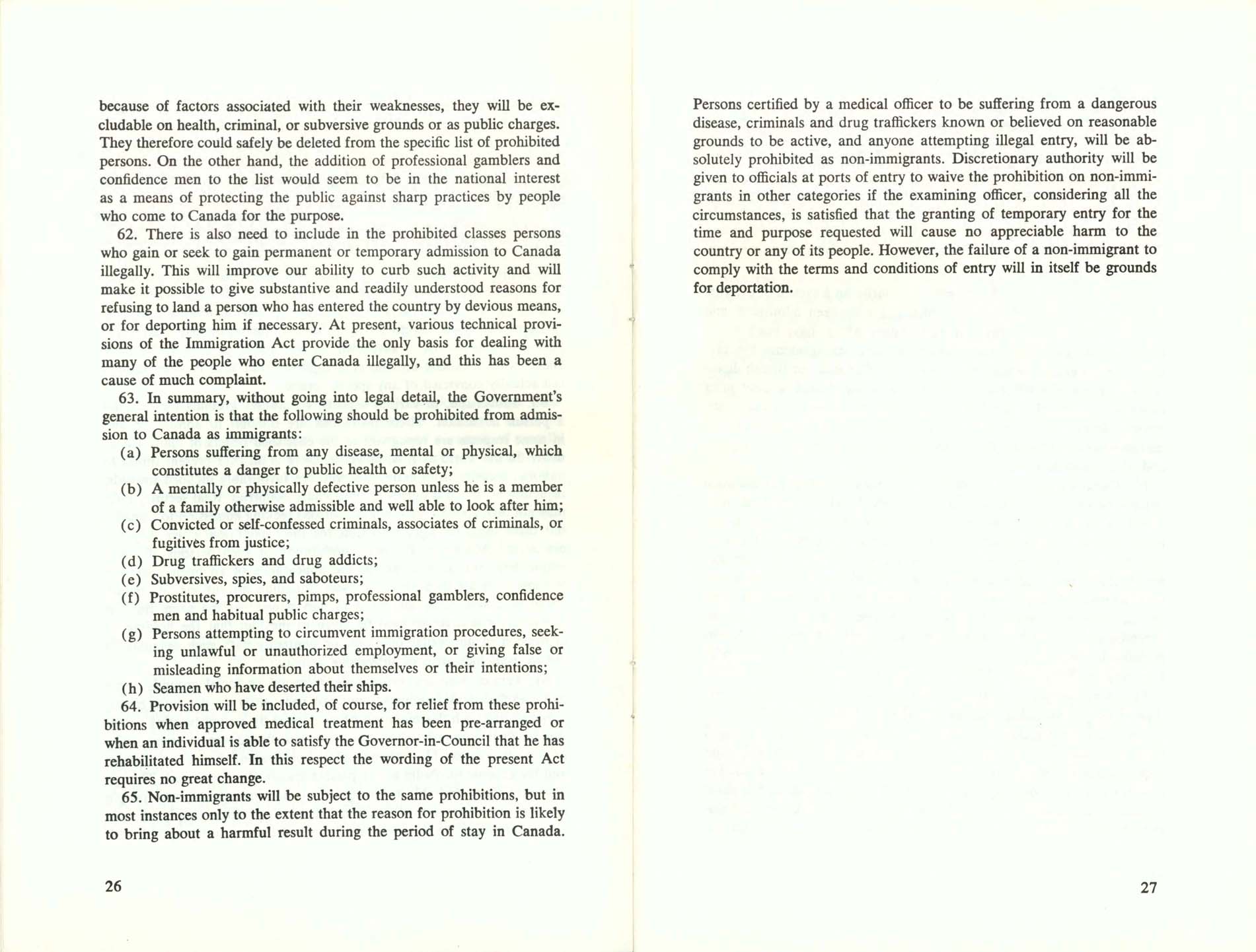 Page 26, 27 White Paper on Immigration, 1966