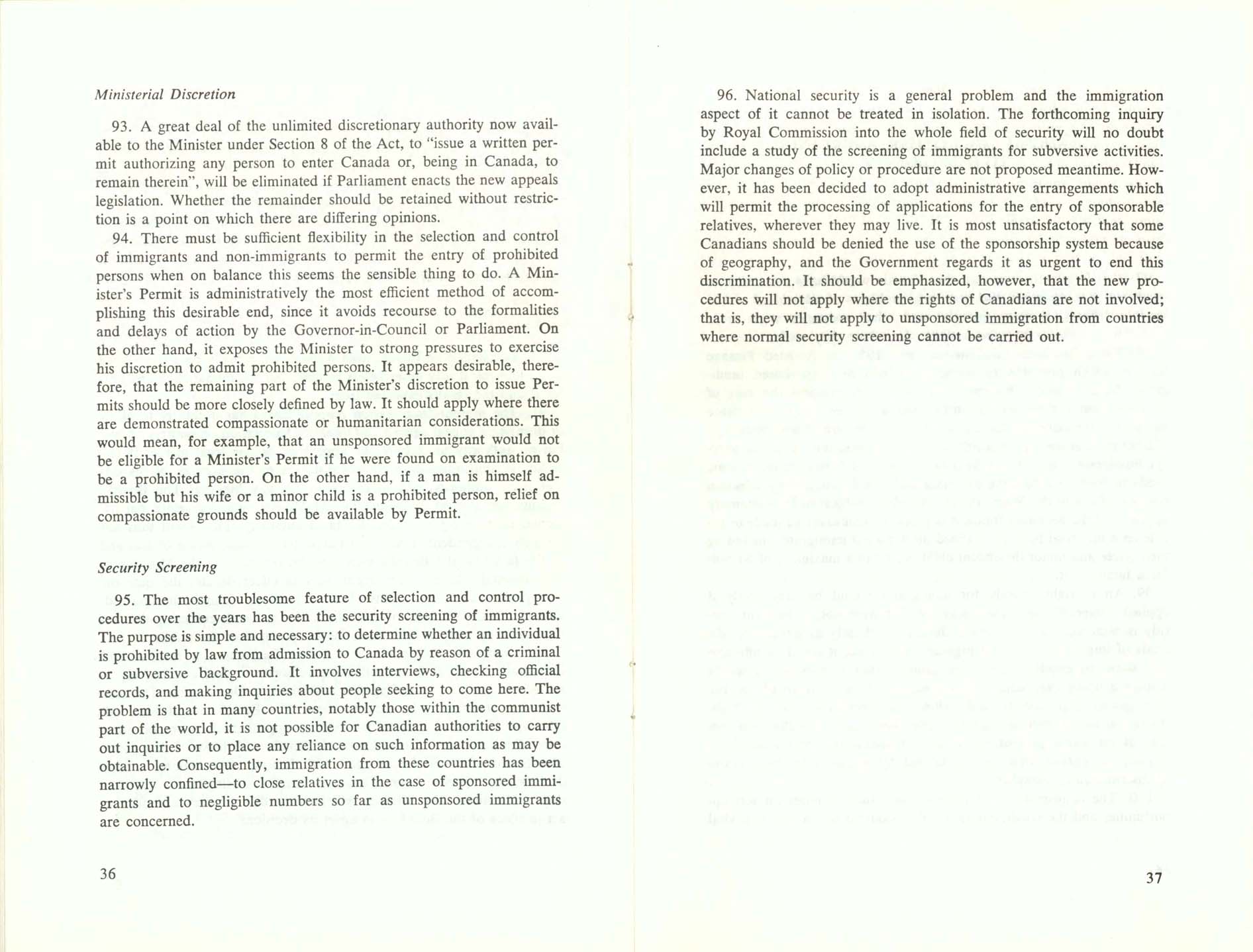 Page 36, 37 White Paper on Immigration, 1966