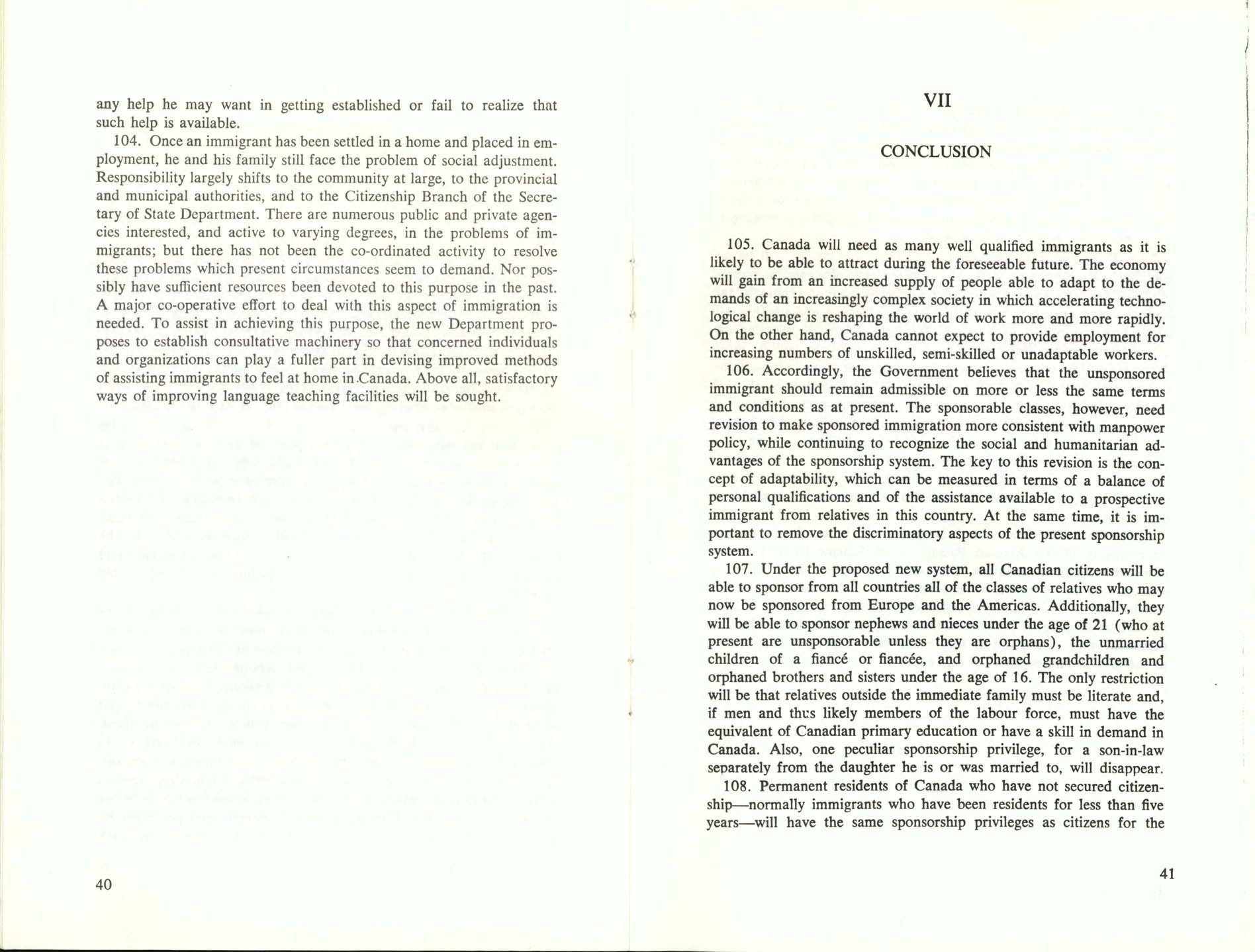 Page 40, 41 White Paper on Immigration, 1966
