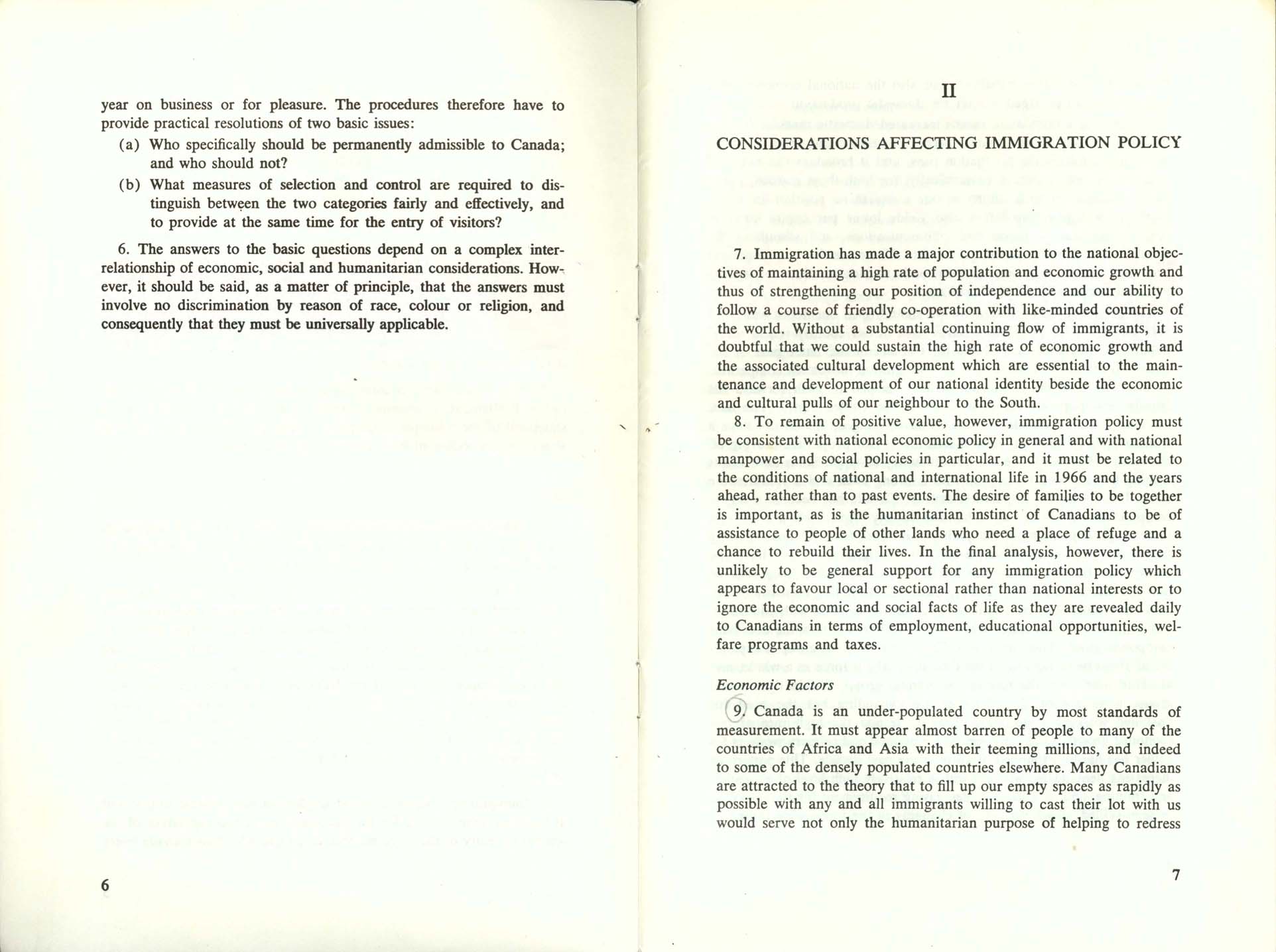 Page 6, 7 White Paper on Immigration, 1966