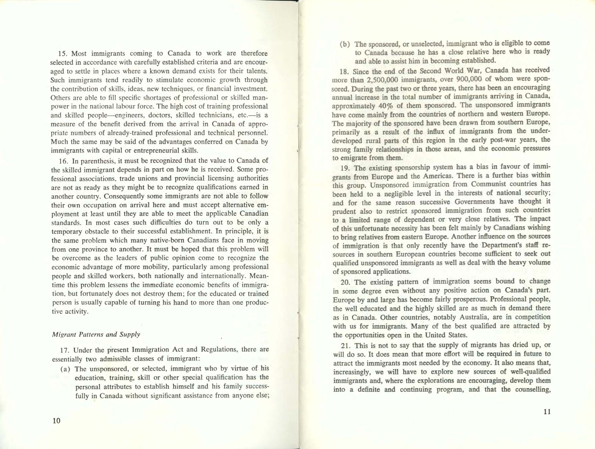 Page 10, 11 White Paper on Immigration, 1966