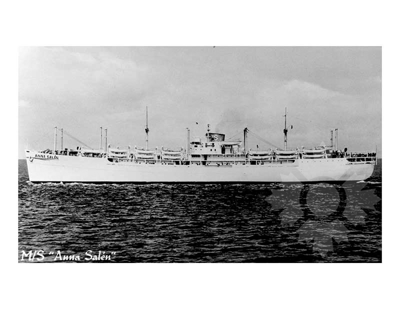 Black and white photo of the ship Anna Salen.