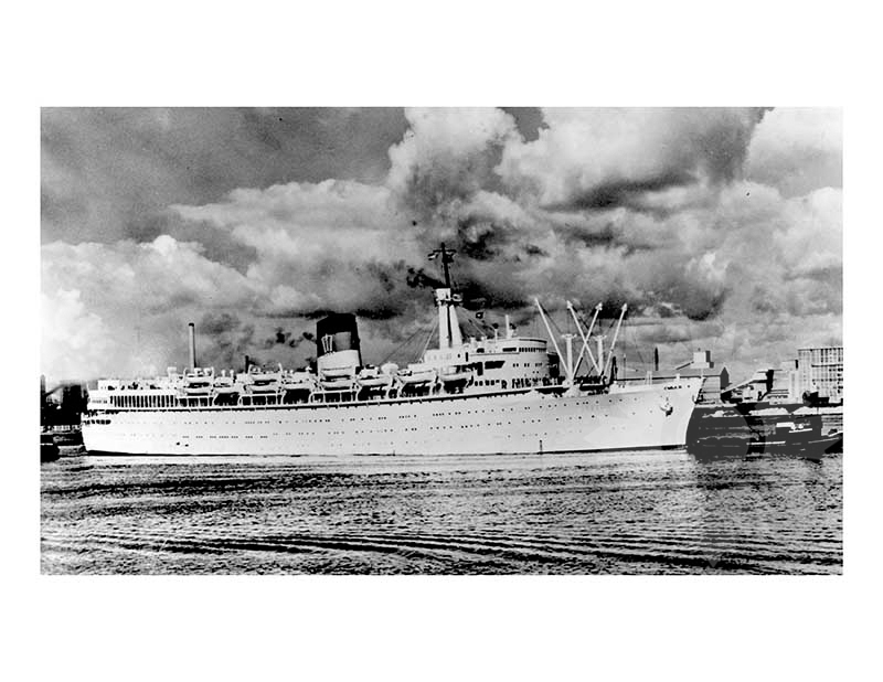Black and white photo of the ship Arkadia (SS)
