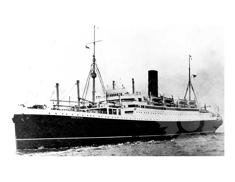 Black and white photo of the ship Ascania II (RMS)
