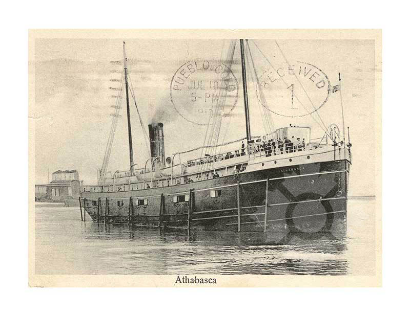 Black and white photo of the ship Athabasca (RMS)
