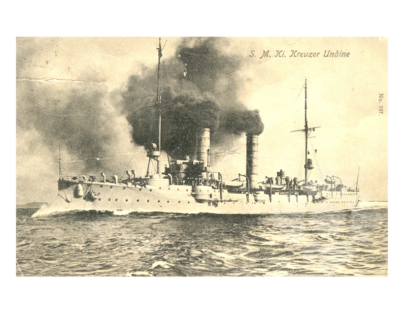 Black and white photo of the ship Undine (SMS) (1902-1915)