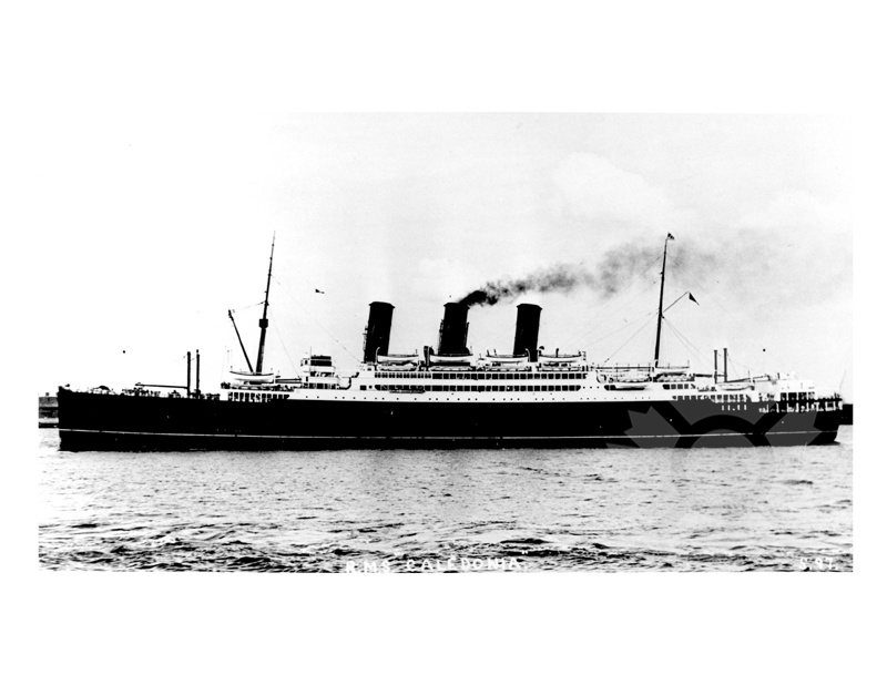 Black and white photo of the ship Caledonia IV (RMS)