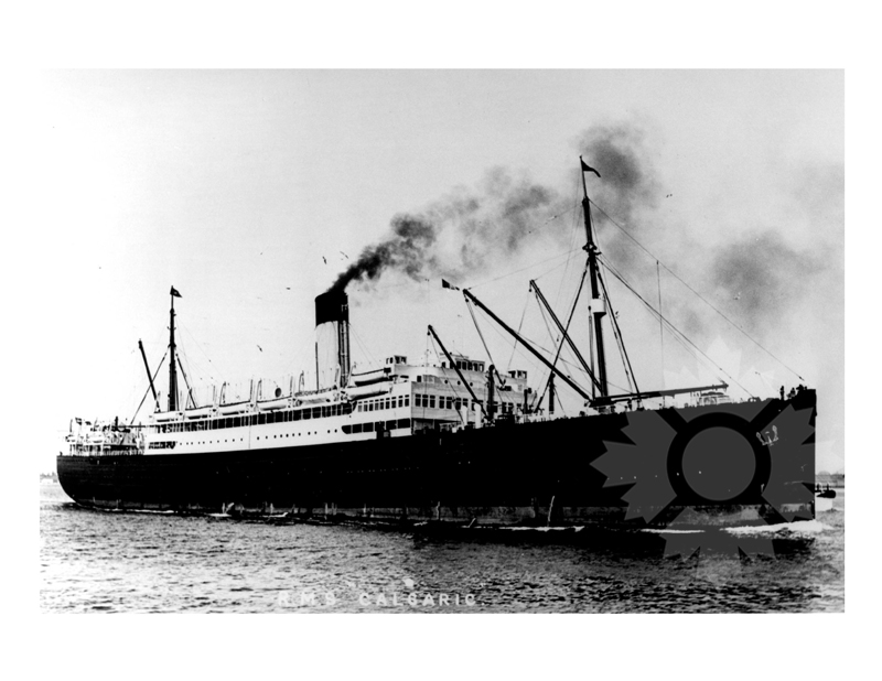 Black and white photo of the ship Calgaric (RMS)