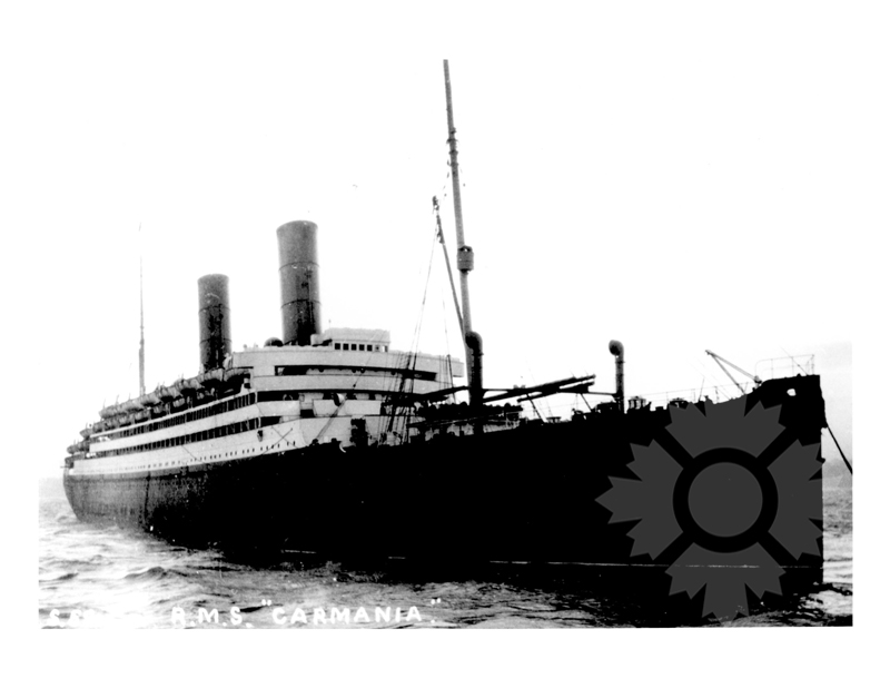 Black and white photo of the ship Carmania I (RMS)