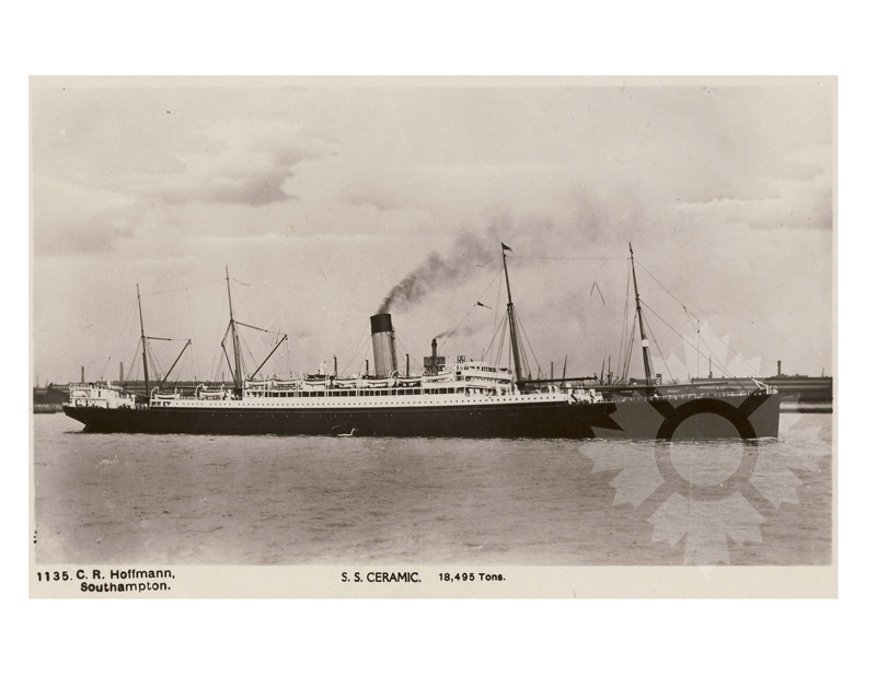Black and white photo of the ship Ceramic