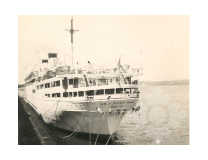 Black and white photo of the ship Conte Biancamano (SS) (1925-1960)