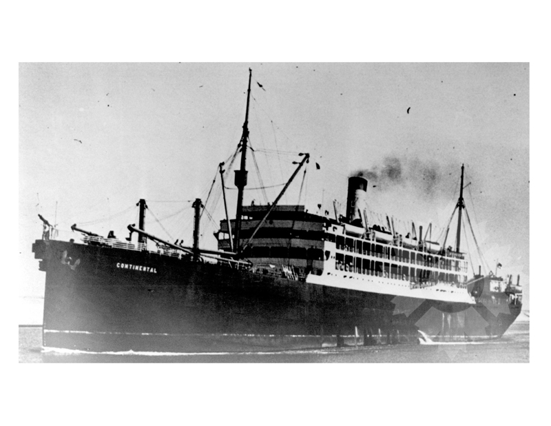 Black and white photo of the ship Continental (SS) (1947-1950)