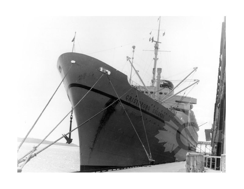 Black and White photo of ship Cristoforo Colombo (SS) (1952-1981)