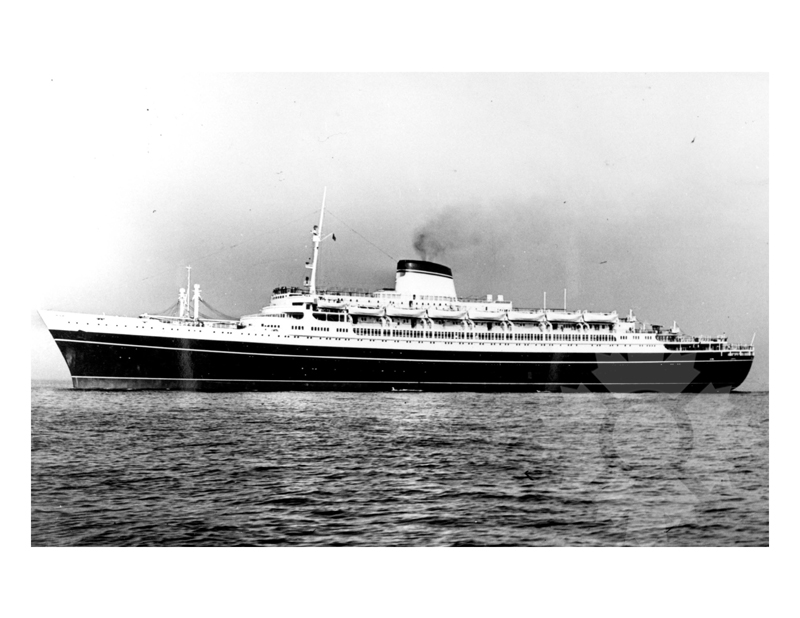 Black and white photo of the ship Cristoforo Colombo (SS) (1952-1981)