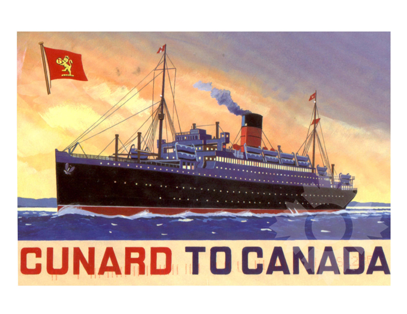 Colored photo of the ship Cunard to Canada