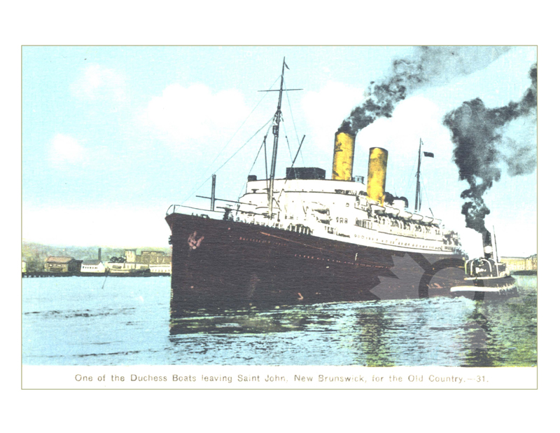 Colored photo of the ship Duchess Ship in saint john