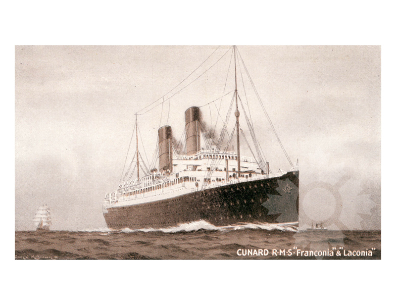 Black and white photo of the ship Franconia I (RMS) (1911-1916)