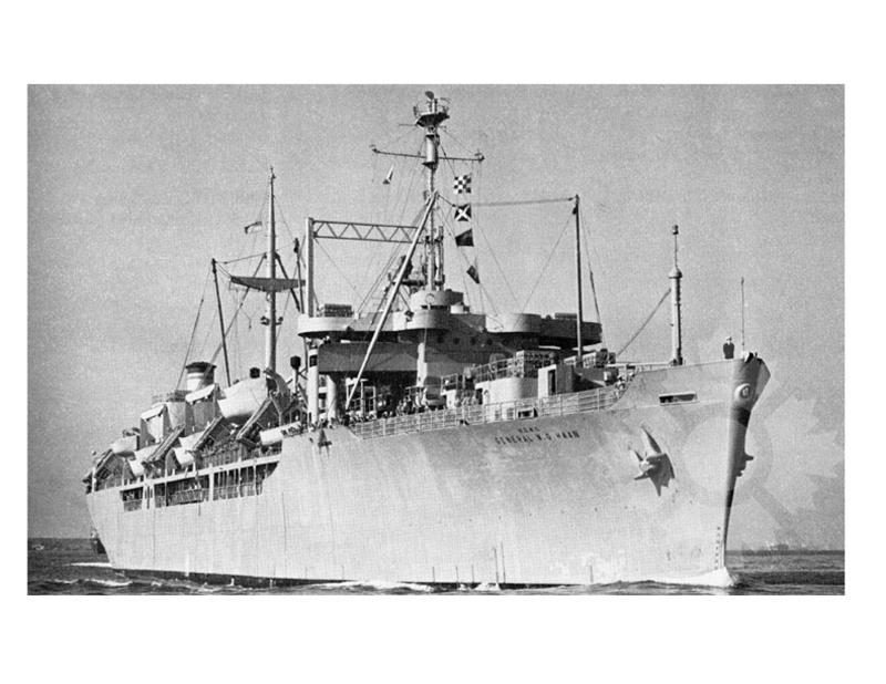 Black and white photo of the ship General WG Haan (USS) (1945-1968)