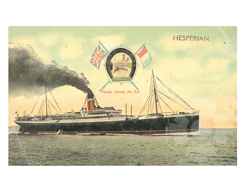 Colored photo of ship Hesperian (SS) (1908-1915)