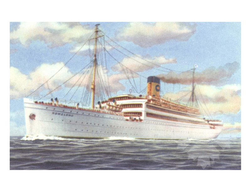 Colored photo of ship Homeland (SS) (1951-1955)