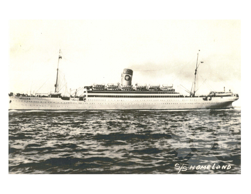 Black and white photo of the ship Homeland (SS) (1951-1955)