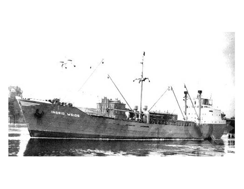 Black and white photo of the ship Ingrid Weide (SS) (1953-1965)