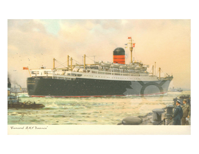 Colored photo of ship Ivernia (RMS) (1955-1963) (edited)