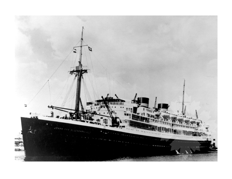 Black and white photo of the ship Johan Van Oldenbarnevelt (SS) (1929-1963)