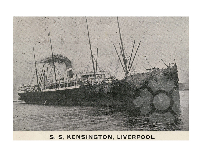 Black and white photo of the ship Kensington (SS) (1893-1910)