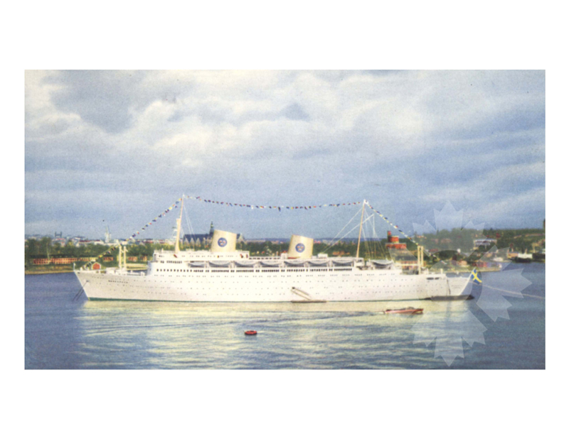 Colored photo of ship Kungsholm III (MS) (1953-1985)