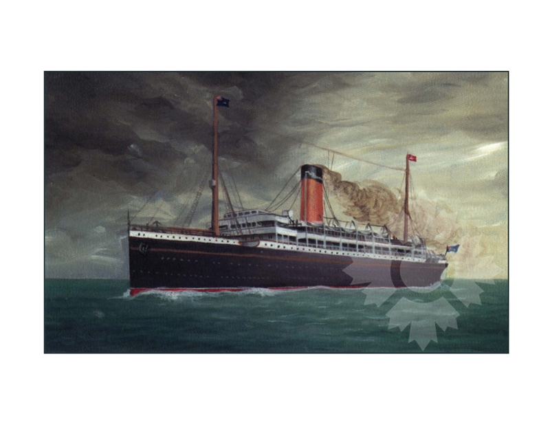 Colored photo of the ship Laurentic I (RMS) (1909-1917)