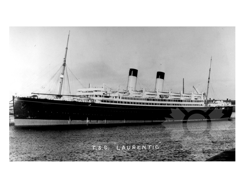 Black and White photo of ship Laurentic II (RMS) (1927-1940)