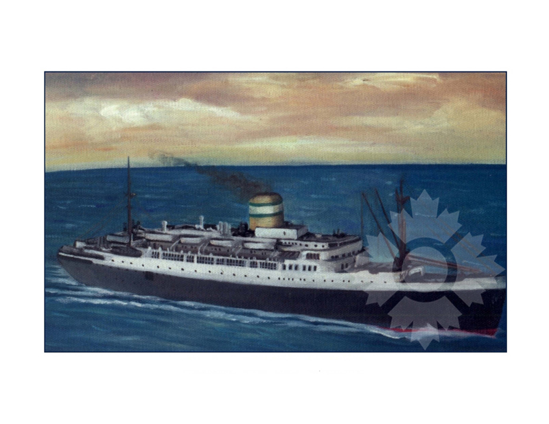 Colored photo of ship maasdam II (TSS) (1952-1968)