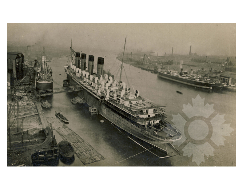 Black and white photo of the ship Mauretania I (RMS) (1906-1935)
