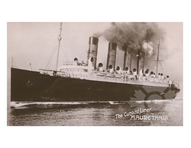 Black and white photo of the ship Mauretania I (RMS) (1906-1935)