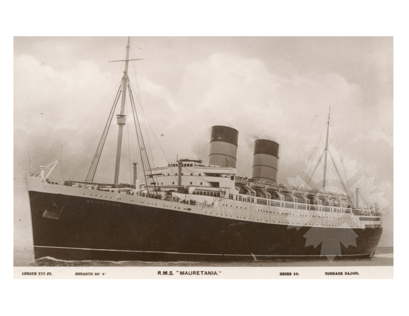 Black and white photo of the ship Mauretania II (RMS) (1938-1965)