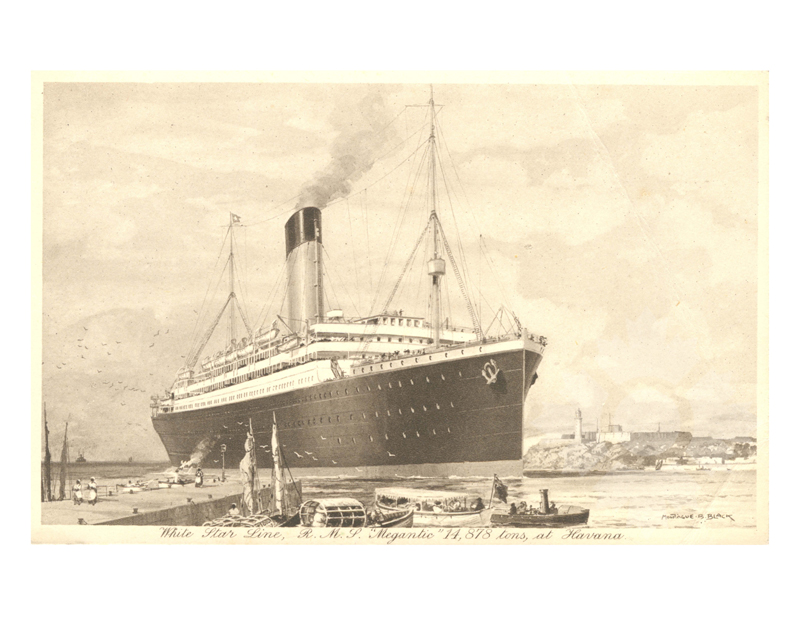 Black and white photo of the ship Megantic (RMS) (1909-1933)