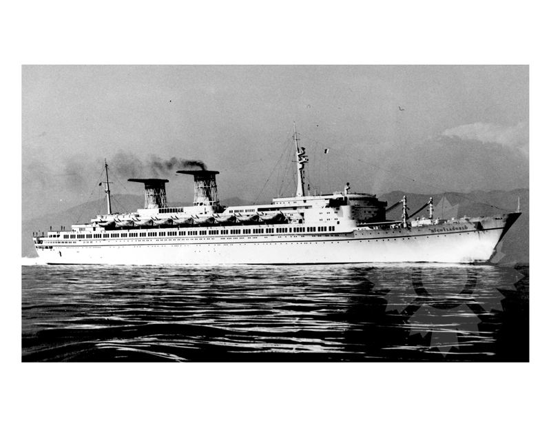 Black and white photo of the ship Michelangelo (SS) (1965-1975)