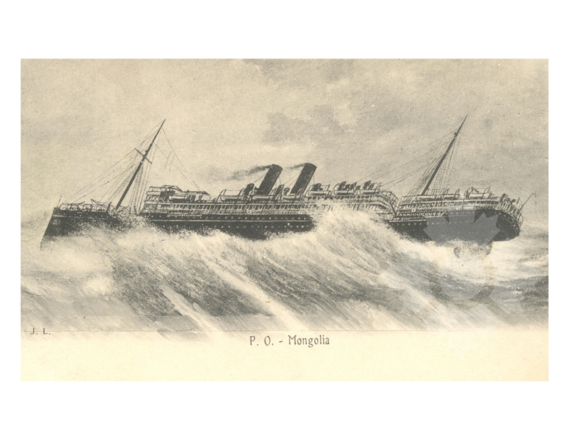 Black and white photo of the ship Mongolia (SS) (1903-1917)