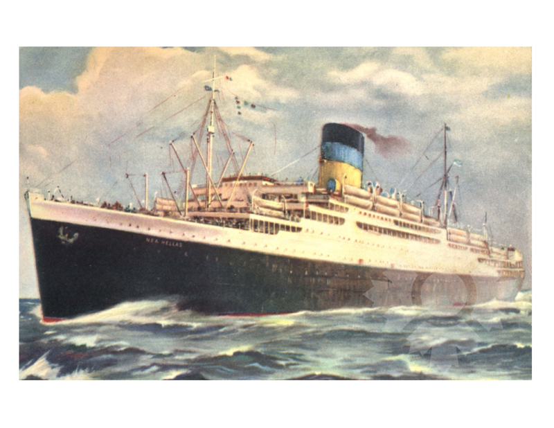 Colored photo of the ship Nea Hellas (TSS) (1939-1955)
